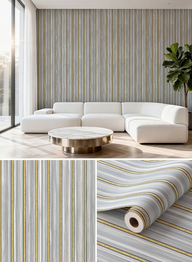 نوايوو ورق جدران بنمط شرائح الخشب، مقاس 15.7 بوصة × 393 بوصة، ورق جدران ذاتي اللصق بنمط الخشب، ورق جدران من الفينيل PVC مقاوم للماء، ورق لاصق بنمط شرائح الخشب الصناعي (CSGS005) - Image 1